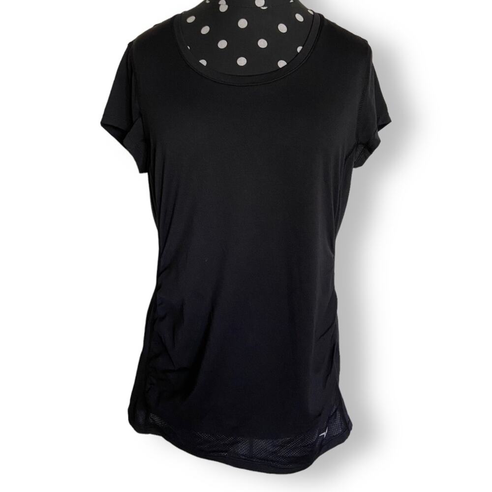 Old Navy Womens Top Size Small Active Black Go-Dry Mesh Ruched Workout